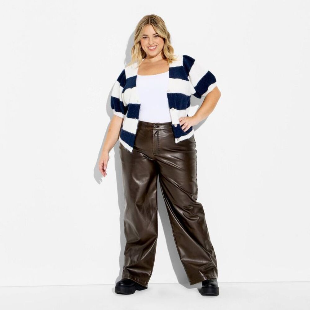 Women's Straight Leg Faux Leather Pants - Wild Fable Brown 17